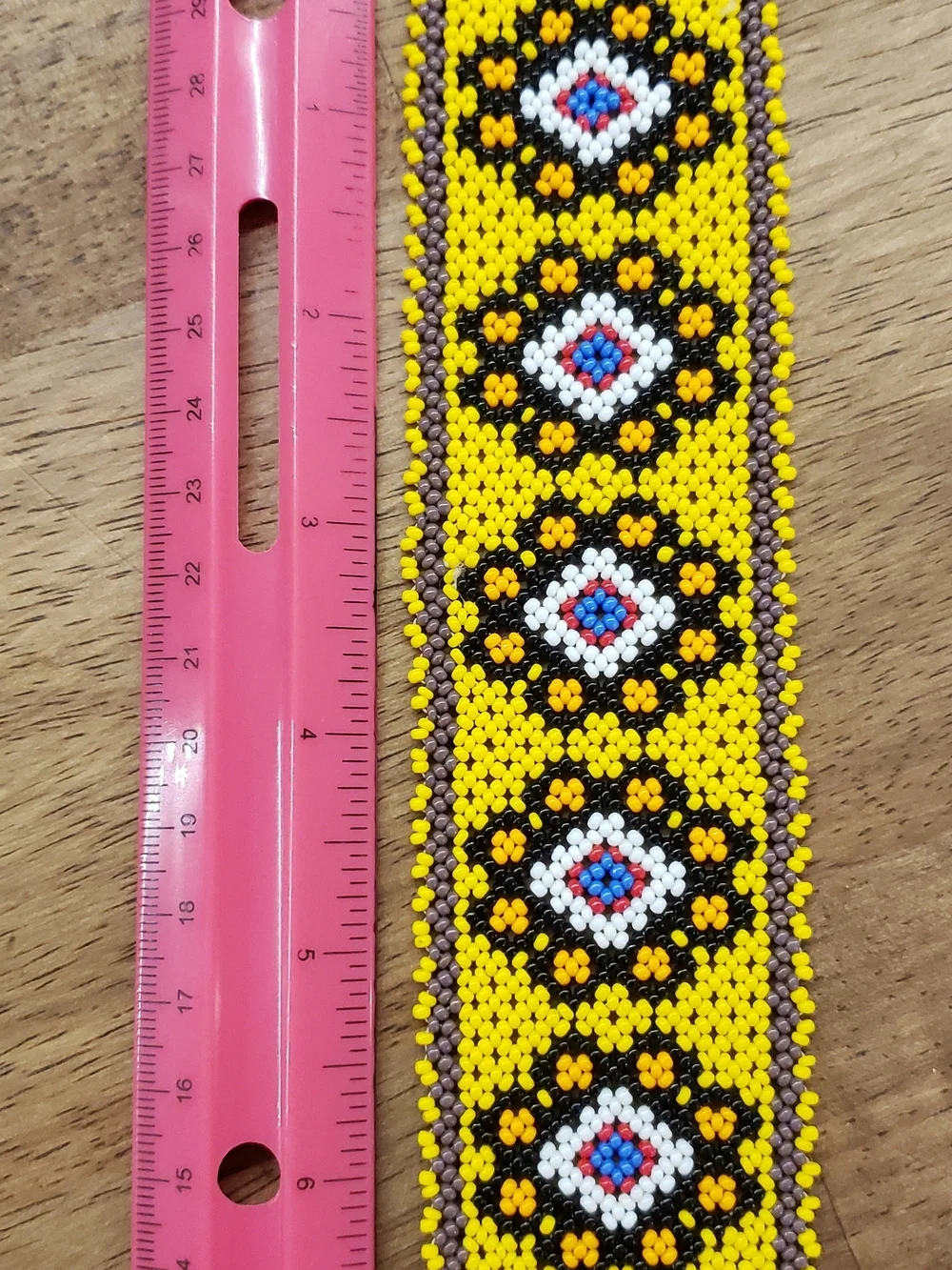 Handmade Yellow Seed Bead Cuff Bracelet